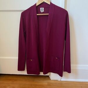 Anne Klein Women's Burgundy Open Front Cardigan